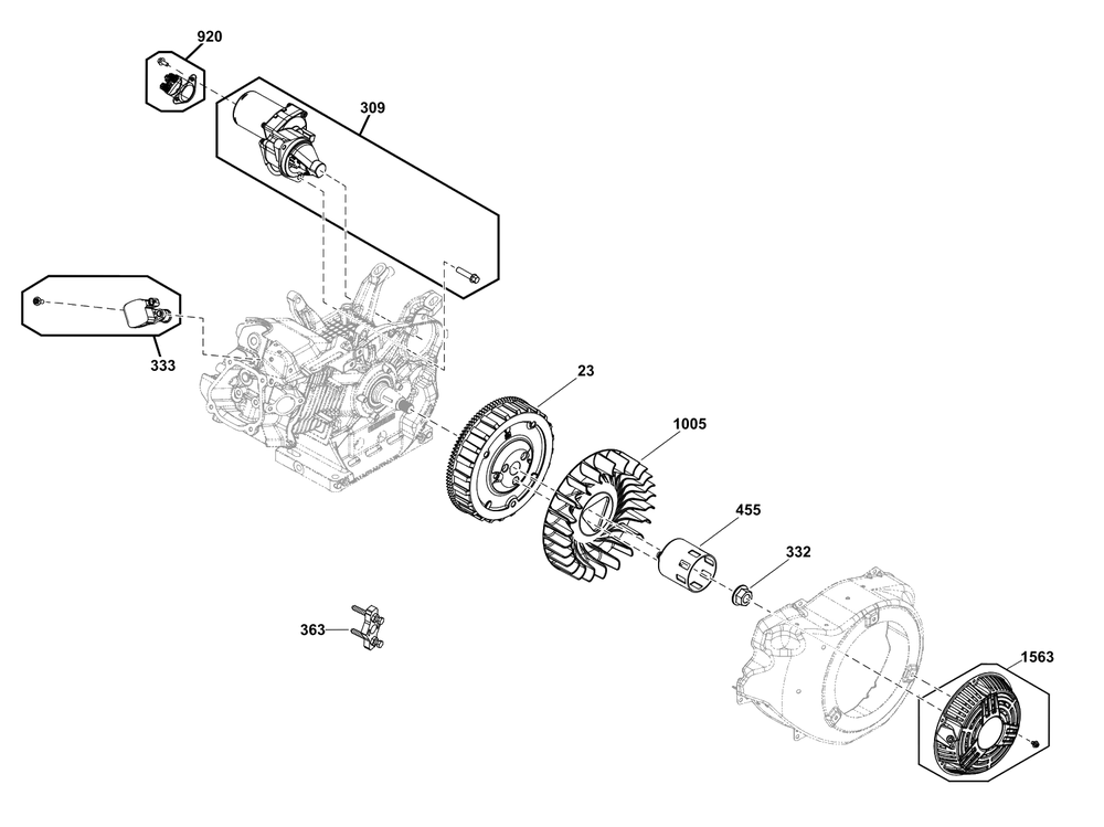 Flywheel, Ignition, And Starter Group Diagram and Parts List for 25E337-0030-G1  Briggs and Stratton Engine